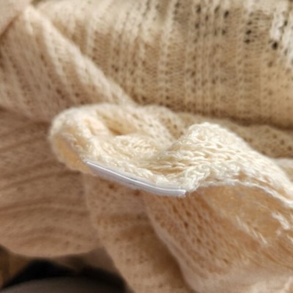 TAHARI 100% Linen Open Knit Cream Cardigan Sweater Women's L Minimalist Basics - Picture 8 of 8